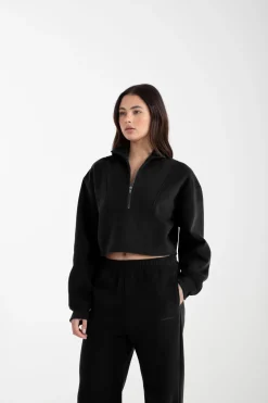 Arlo 1/2 Crop Sweater (Black)<ALL FENIX Hot
