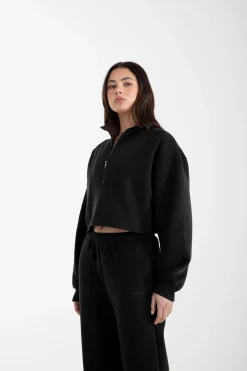 Arlo 1/2 Crop Sweater (Black)<ALL FENIX Hot